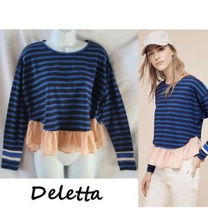 Anthropologie Ruffled Rugby Pullover Blouse Siz XS